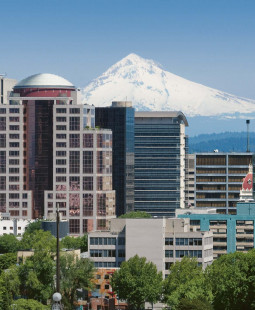 Portland with Mt. Hood in background