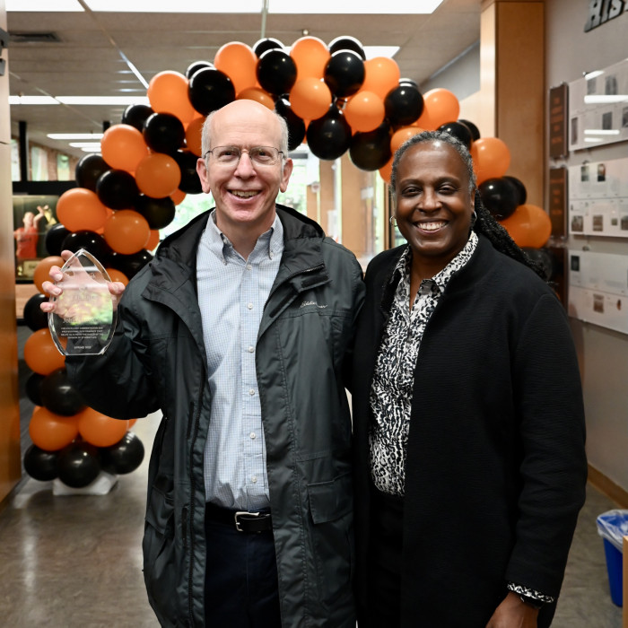 John Hancock poses with Robin Holmes Sullivan.