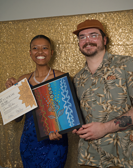 A photo of Darmais and Jorge after the IDEA Catalyst Awards.