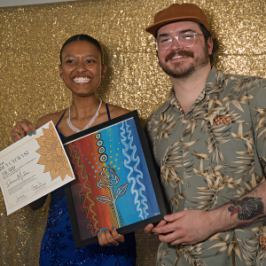 A photo of Darmais and Jorge after the IDEA Catalyst Awards.