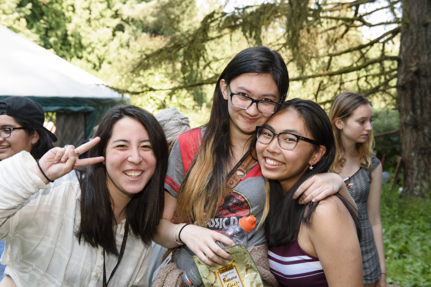 Students exploring nearby Tryon Creek