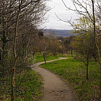 The quiet walkway of Airfield Estate