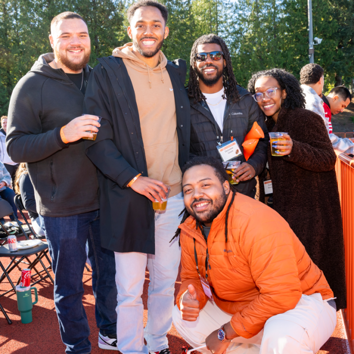 Young alums at Tailgate in the End Zone, 2023. Photo credit: Nina Johnson