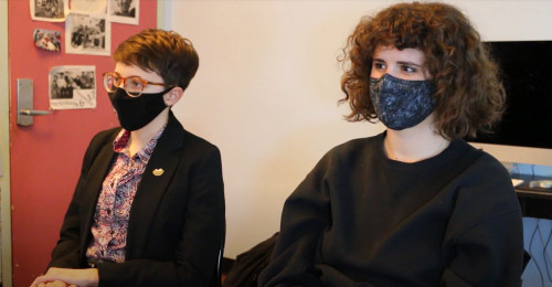 Co-chairs Phoenix Bruner and Kendall Arlasky in an interview for the PioLog podcast