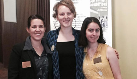 Gender Studies Symposium student co-chairs. From left: Karma Rose Macias, Maria Boyer, and Annabel Carroll