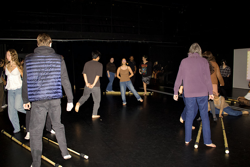 Students dancing in the Black Box Theatre