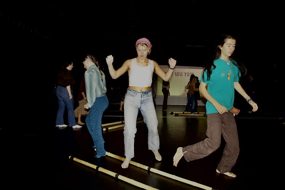 Students dancing in the Black Box Theatre