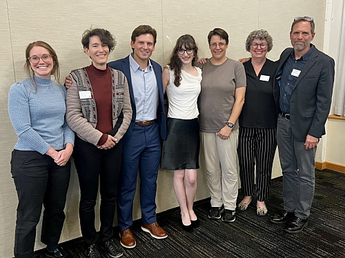 From left to right: Alana Rader, Liz Safran, Joaquin Sandoval, Violet Wojno, Jessica Kleiss, Laura Mundt, Jim Proctor