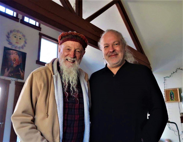 Terry Riley & Michael at Shri Moonshine Ranch, Jade Palace.