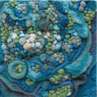 Amanda Triplett, Serenity Swarm, 2017, fiber on wood panel.