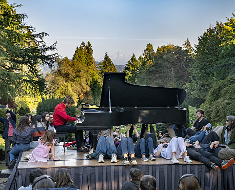 Hunter Noack, playing In A Landscape: Classical Music in the Wild at Lewis & Clark College 