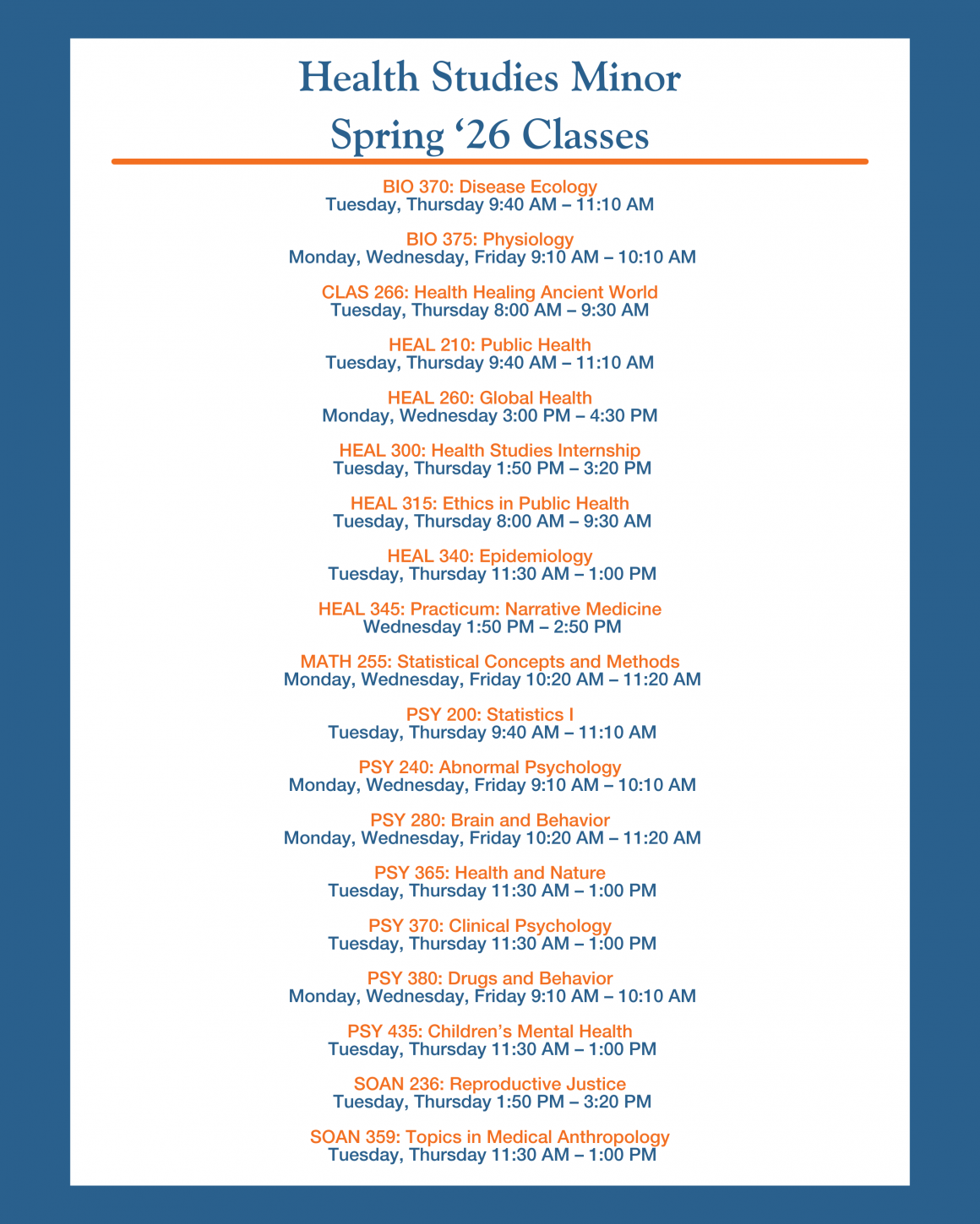 Spring 2026 HEAL Courses