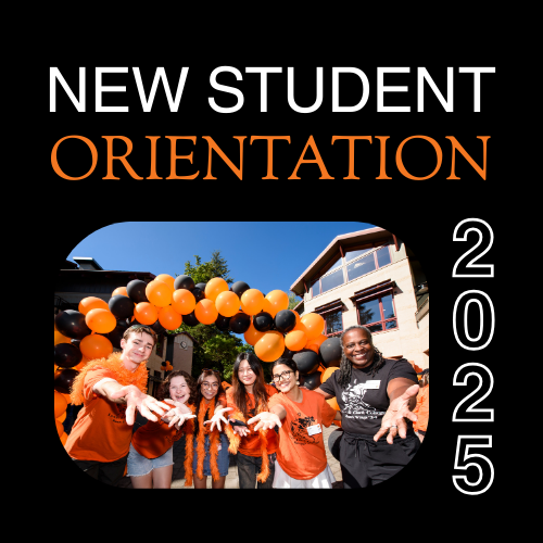NSO graphic featuring an image of students and the president with outstretched hands.