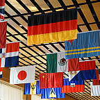 hanging flags of multi nations