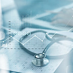 Healthcare business graph and Medical examination and businessman analyzing data and growth chart on blured background