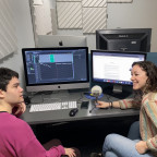 Bryan Miller BA '20 and Hanna Merzbach BA '20 edit their groundbreaking podcast series.