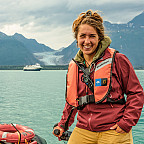 Julia Huggins BA '13 at the Lynn Canal, Alaska.