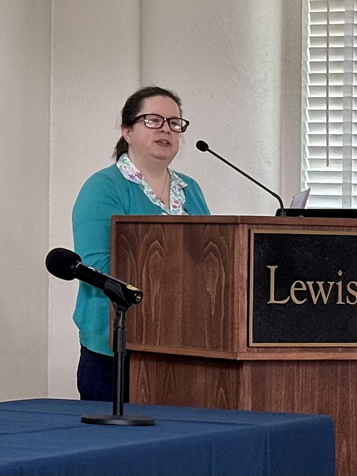 Woman at podium