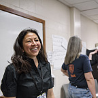 Reiko Hillyer, professor of history, teaches her popular Crime and Punishment course at the Columbia River Correctional Institution in No...