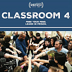 Poster for 'Classroom 4' documentary with photo of Reiko Hillyer's Inside-Out Prison Exchange class, with students placing...