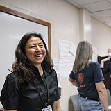Reiko Hillyer, professor of history, teaches her popular Crime and Punishment course at the Columbia River Correctional Institution in No...